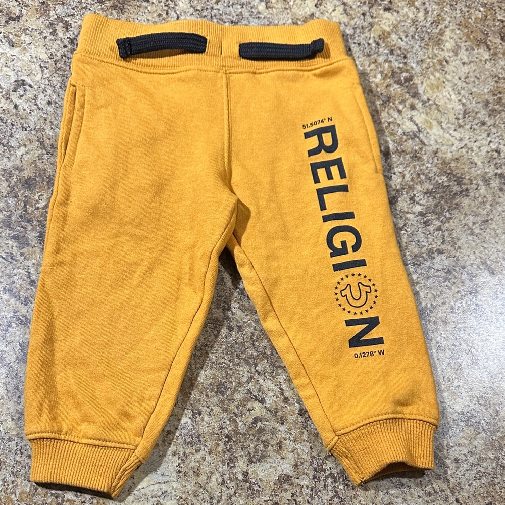 True Religion Kids Mustard Joggers with Black Accents